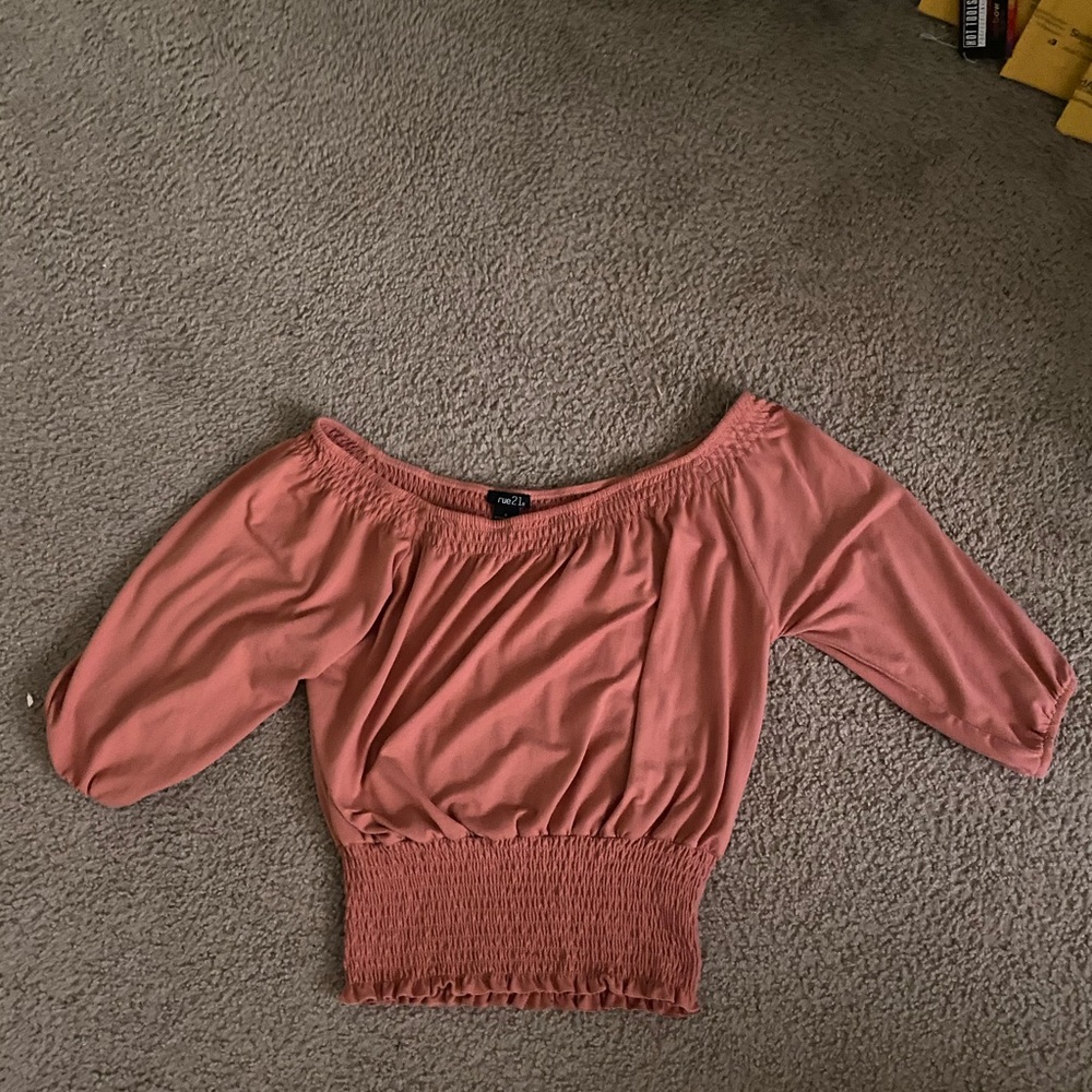 off the shoulder cinched shirt